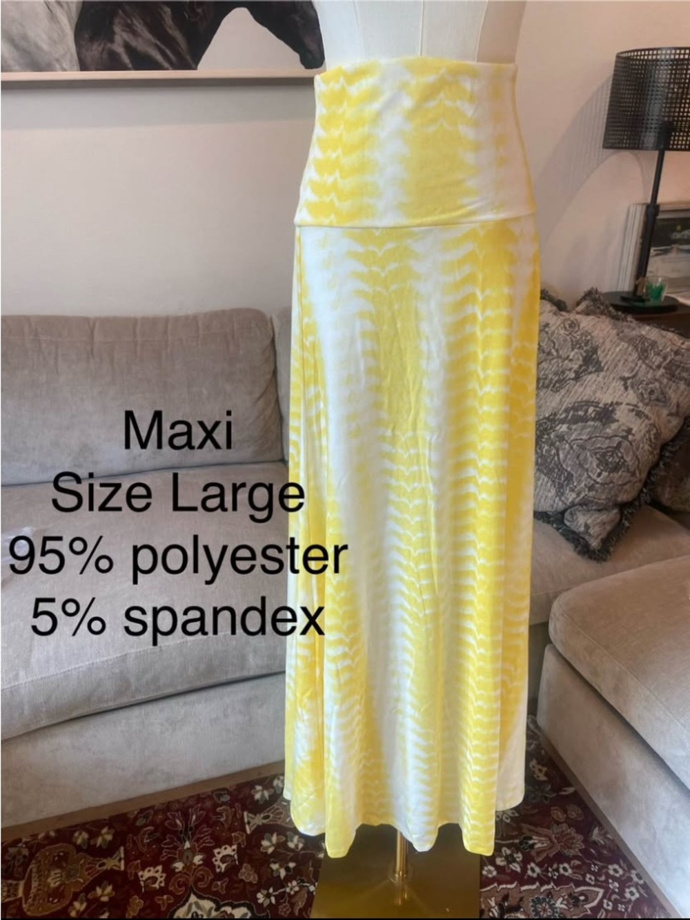 LuLaRoe Yellow and White Tie-Dye Maxi Skirt